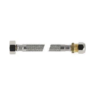 RVS flex. aansluitleiding 50cm 3/8"bi.x 15mm. knel