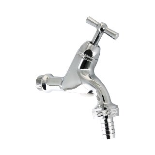 Sanitaire tapkraan met beluchter verchroomd+kruk+wartel 1/2"