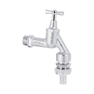 San. tapkraan mat chroom met kruk+slangwl+klep 1/2" DVGW