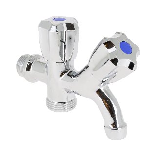 Dubbele verchroomde tapkraan 1/2"