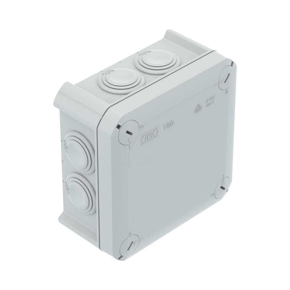 Kabeldoos T60, M25, 6mm² 500V, IP66 114x114x57, lichtgrijs 7