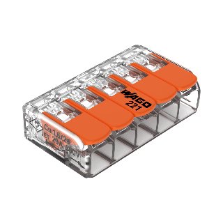 WAGO 221 compact lasklem, 5x 0.2 - 4mm² doos a 25 stuks
