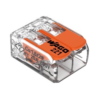 WAGO 221 Compact lasklem, 2x 0.2 - 4mm² doos a 100 stuks