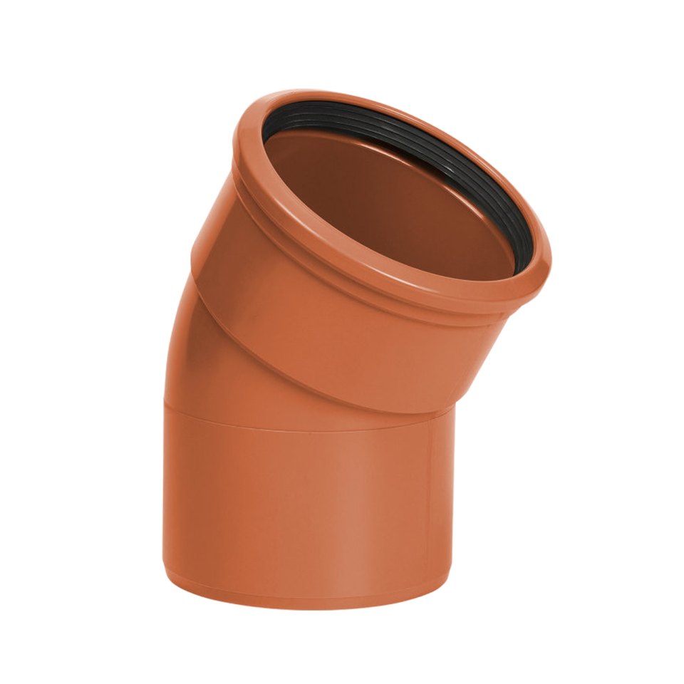 PVC Bocht 15° 630 SN4 M/S, roodbruin